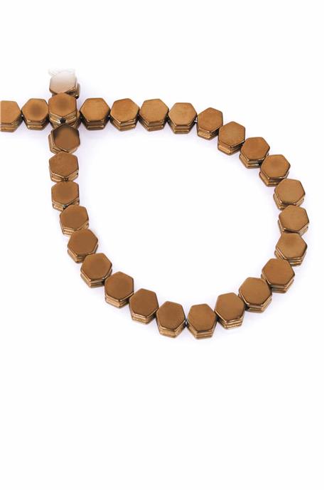 Hematit Taşı Altıgen Kesim Parlak Kahverengi 7x4mm Doğal Taş Dizi