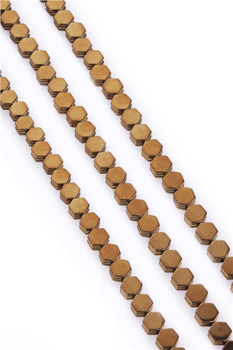 Hematit Taşı Altıgen Kesim Parlak Kahverengi 7x4mm Doğal Taş Dizi