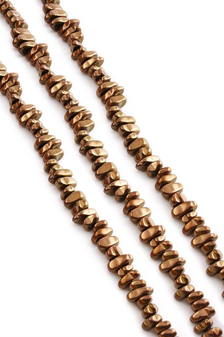 Hematite Natural Stone Shiny Brown Amorphous Cut 6x7mm String Of Beads