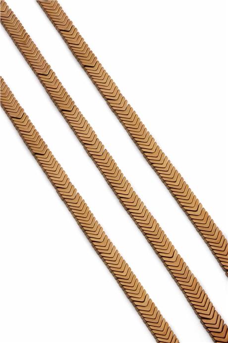 Hematit Taşı Çavuş Kesim Parlak Kahverengi 7x1mm Doğal Taş Dizi