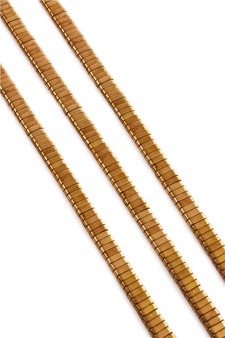 Hematite Natural Stone Shiny Brown Double Hole 6x2mm String Of Beads