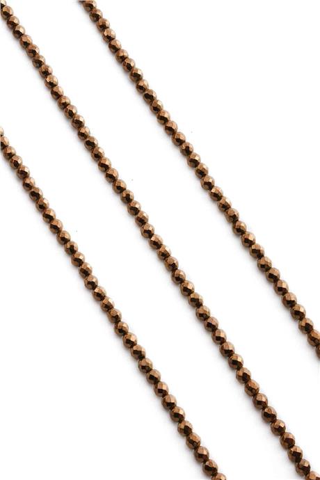 Hematite Natural Stone Shiny Brown Facet Cut 4mm String Of Beads