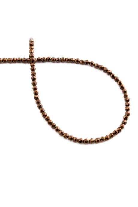 Hematite Natural Stone Shiny Brown Facet Cut 3mm String Of Beads