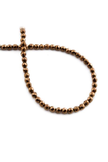 Hematite Natural Stone Shiny Brown Facet Cut 4mm String Of Beads