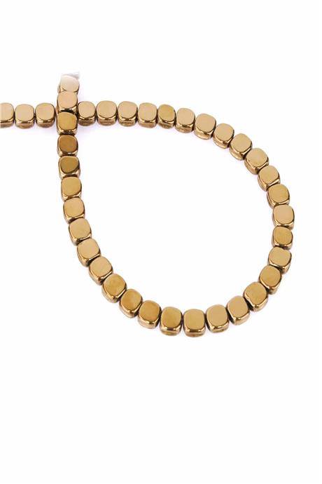 Hematite Natural Stone Shiny Brown Square Cut 6x6mm String Of Beads