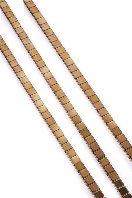 Hematite Natural Stone Shiny Brown Square Cut 6x6mm String Of Beads