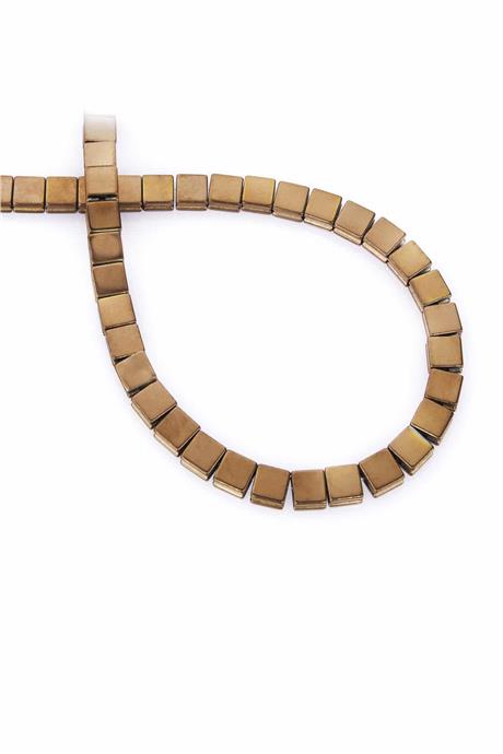 Hematite Natural Stone Shiny Brown Square Cut 6x6mm String Of Beads