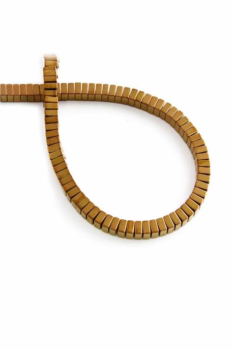 Hematite Natural Stone Shiny Brown Square Dore Cut 4x2mm String Of Beads