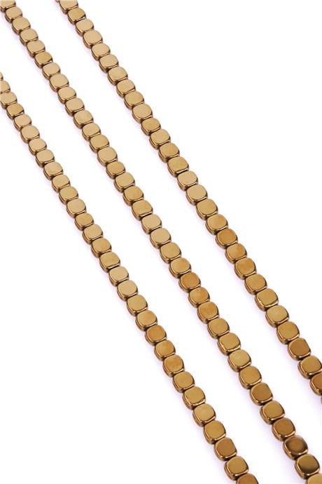 Hematite Natural Stone Shiny Brown Square Cut 6x6mm String Of Beads