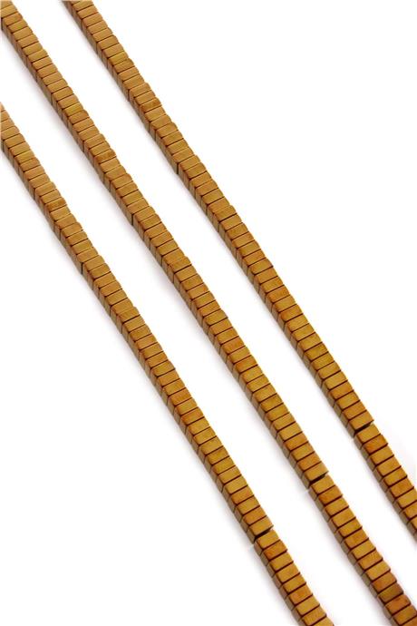 Hematite Natural Stone Shiny Brown Square Dore Cut 4x2mm String Of Beads