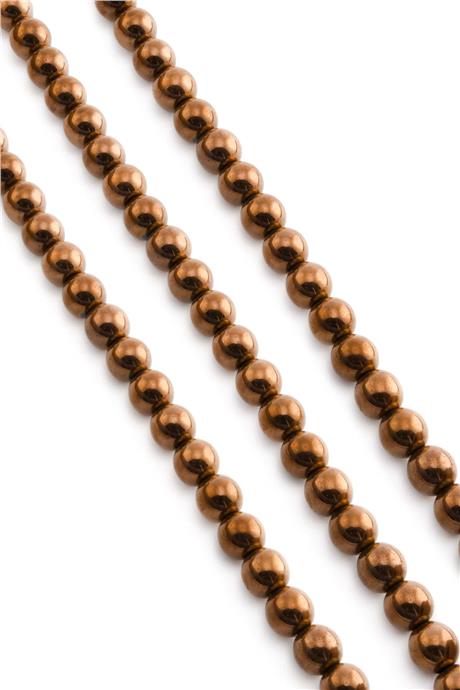 Hematit Taşı Küre Kesim Parlak Kahverengi 8mm Doğal Taş Dizi