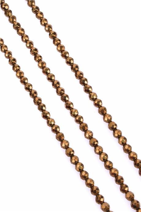 Hematit Taşı Faset Kesim Parlak Kahverengi 6mm Doğal Taş Dizi