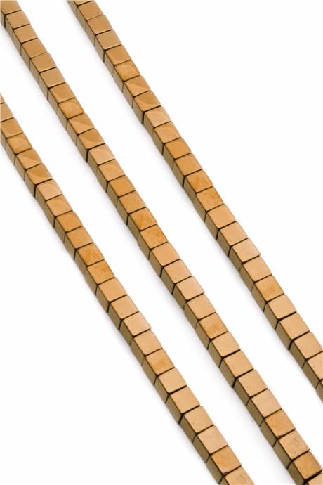 Hematite Natural Stone Shiny Brown Cube Cut 6x6mm String Of Beads