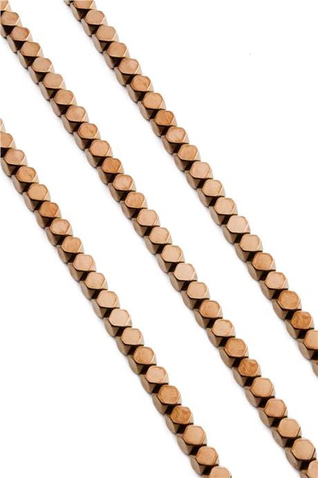 Hematite Natural Stone Shiny Brown Cube Cut 6x6mm String Of Beads