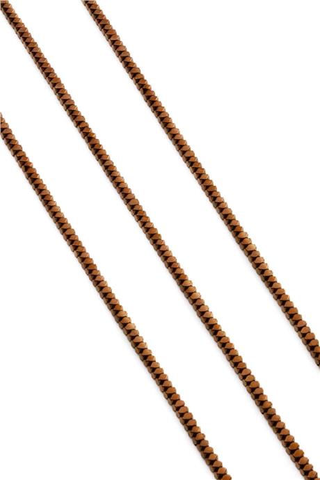 Hematite Natural Stone Shiny Brown Special Cut 3x2mm String Of Beads