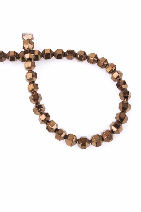 Hematit Taşı Özel Kesim Parlak Kahverengi 8x8mm Doğal Taş Dizi