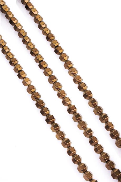 Hematit Taşı Özel Kesim Parlak Kahverengi 8x8mm Doğal Taş Dizi