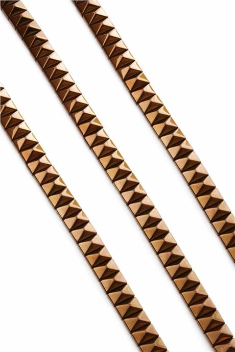 Hematite Natural Stone Shiny Brown Pyramid Cut 8x5mm String Of Beads