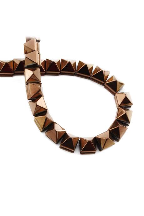 Hematite Natural Stone Shiny Brown Pyramid Cut 8x8mm String Of Beads