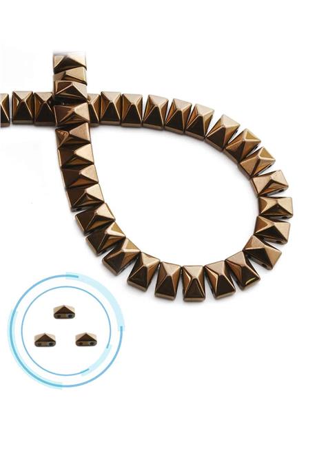 Hematite Natural Stone Shiny Brown Pyramid Cut 8x5mm String Of Beads