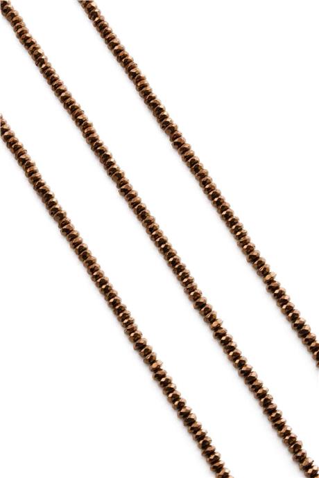 Hematit Doğal Taş Parlak Kahverengi Rondela Kesim 4x2mm Dizi [AA]