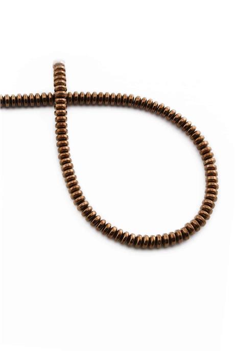 Hematite Natural Stone Shiny Brown Washer Cut 4x2mm String Of Beads