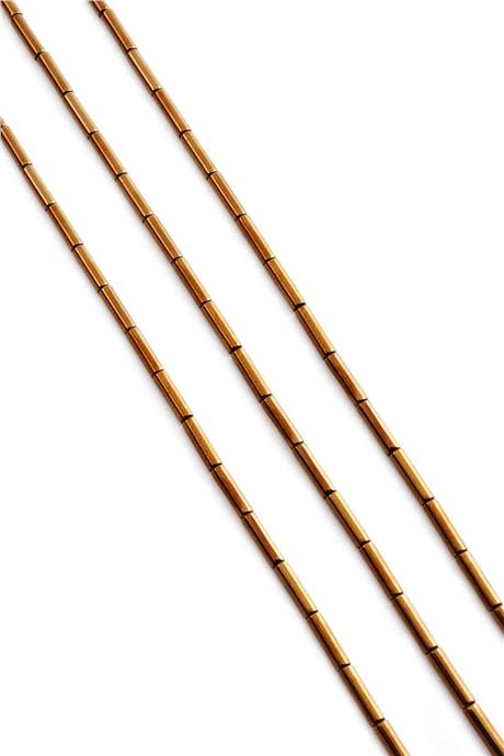 Hematite Natural Stone Shiny Brown Cylinder Cut 2x8mm String Of Beads