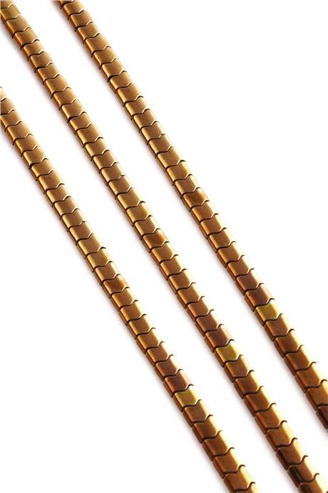 Hematite Natural Stone Shiny Brown Flat Herringbone Cut 6x4mm String Of Beads