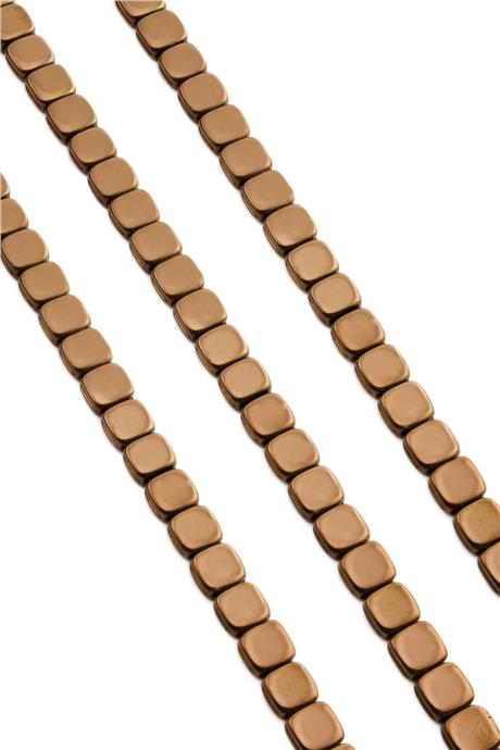 Hematite Natural Stone Shiny Brown Flat Square Cut 8x8mm String Of Beads