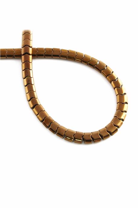 Hematite Natural Stone Shiny Brown Flat Herringbone Cut 6x4mm String Of Beads