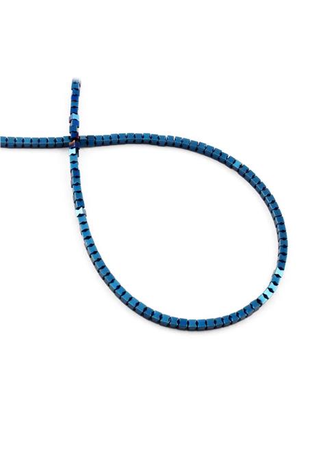 Hematite Natural Stone Shiny Blue 2x2mm String Of Beads