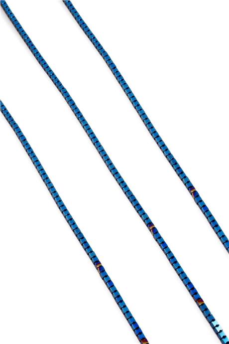 Hematite Natural Stone Shiny Blue 2x2mm String Of Beads