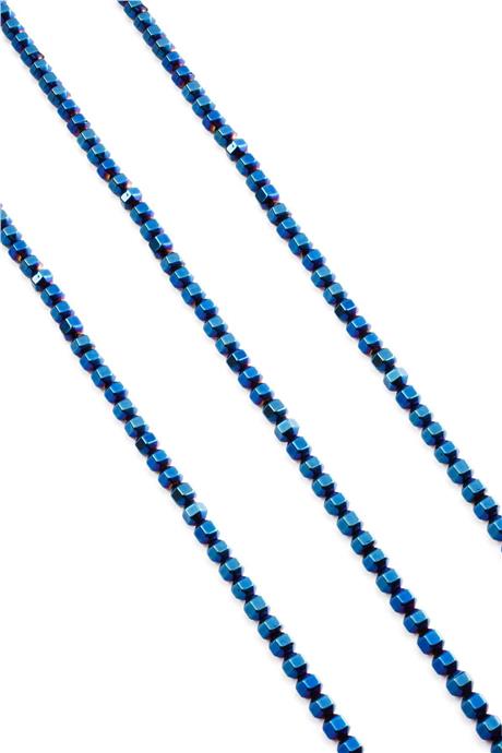 Hematit Taşı Özel Kesim Parlak Mavi 4x4mm Doğal Taş Dizi