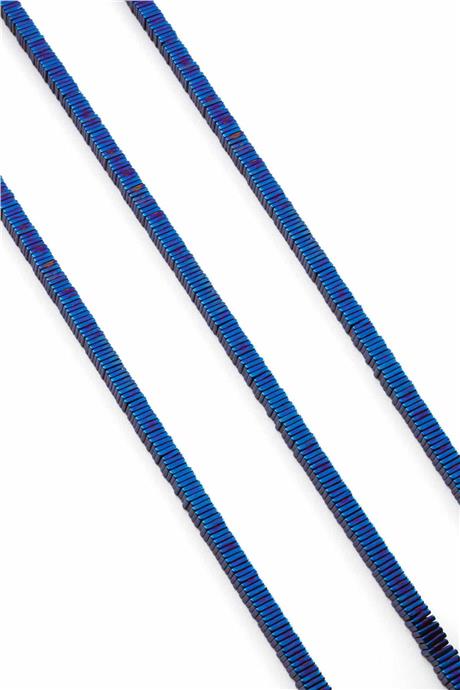 Hematit Taşı Kare Kesim Parlak Mavi 4x1mm Doğal Taş Dizi