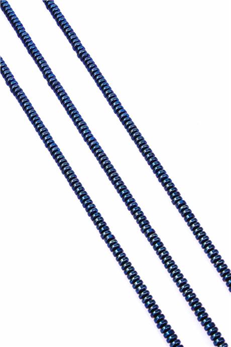 Hematite Natural Stone Shiny Blue 4x2mm String Of Beads
