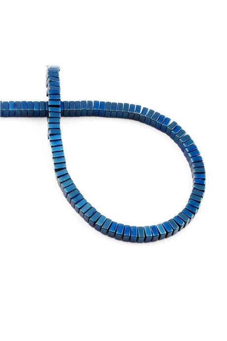 Hematite Natural Stone Shiny Blue 4x2mm String Of Beads
