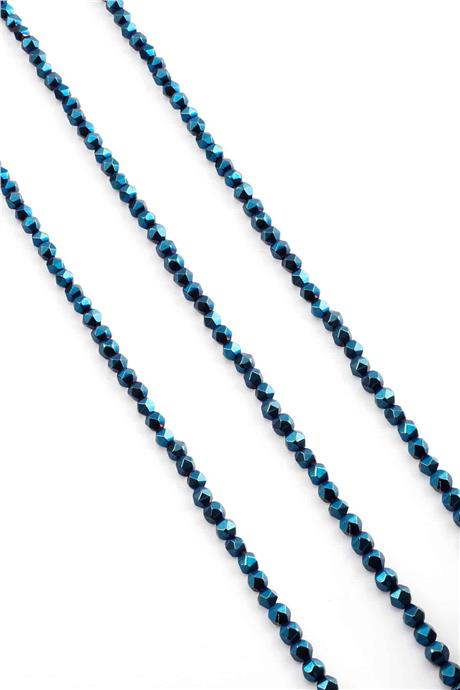 Hematite Natural Stone Shiny Blue 4x4mm String Of Beads