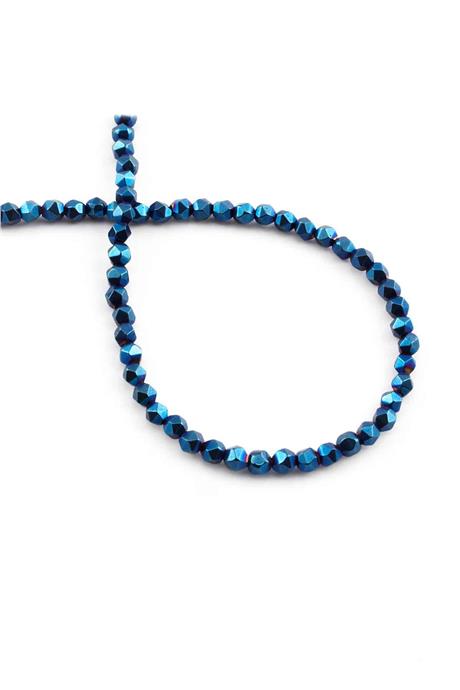 Hematite Natural Stone Shiny Blue 4x4mm String Of Beads