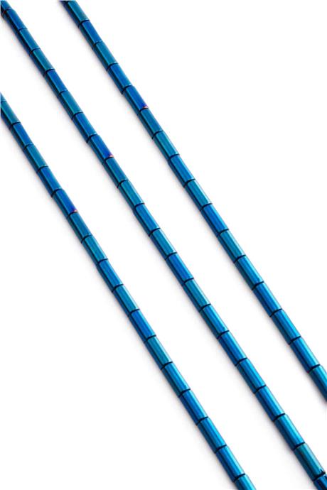 Hematite Natural Stone Shiny Blue 4x8mm String Of Beads