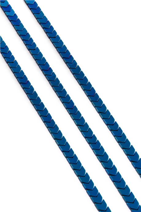 Hematit Taşı Çavuş Kesim Parlak Mavi 6x3mm Doğal Taş Dizi
