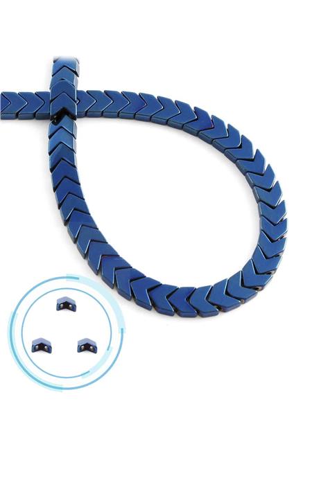 Hematit Taşı Çavuş Kesim Parlak Mavi 6x3mm Doğal Taş Dizi