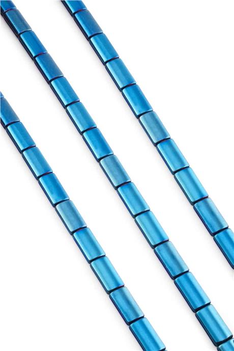 Hematite Natural Stone Shiny Blue 7x13mm String Of Beads