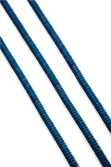 Hematite Natural Stone Shiny Blue Hexagon Cut 6x2mm String Of Beads