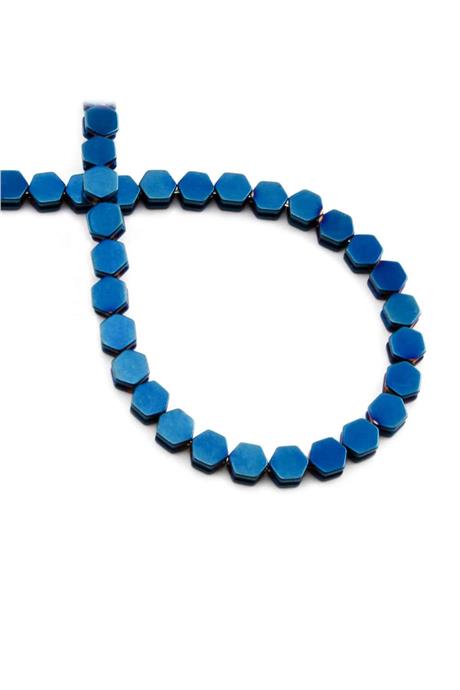 Hematite Natural Stone Shiny Blue Hexagon Cut 5x5mm String Of Beads