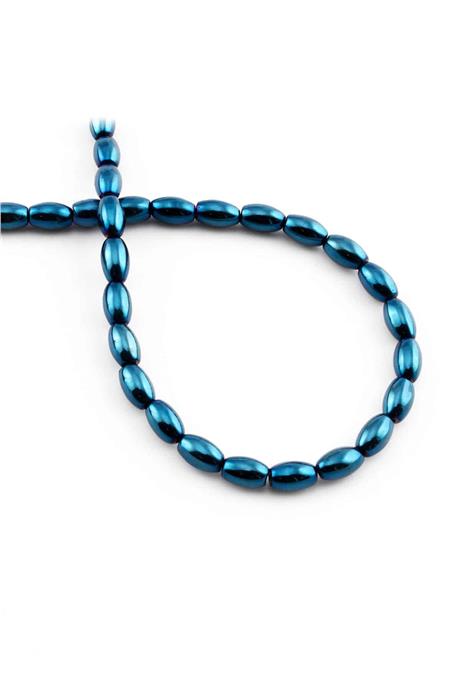 Hematite Natural Stone Shiny Blue Barley Cut 5x8mm String Of Beads