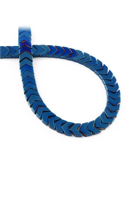 Hematit Taşı Çavuş Kesim Parlak Mavi 8x3mm Doğal Taş Dizi