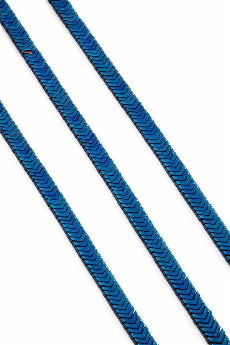 Hematit Taşı Çavuş Kesim Parlak Mavi 7x1mm Doğal Taş Dizi