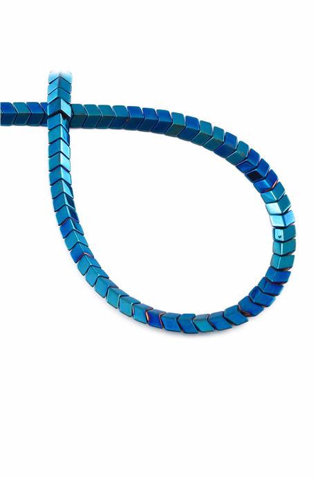 Hematite Natural Stone Shiny Blue Sergeant Cut 6x3mm String Of Beads
