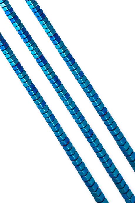 Hematite Natural Stone Shiny Blue Sergeant Cut 6x3mm String Of Beads