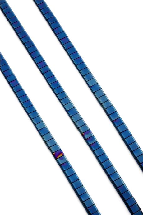 Hematite Natural Stone Shiny Blue Double Hole 6x4mm String Of Beads